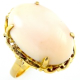 Vintage 14K yellow gold angel skin coral ring