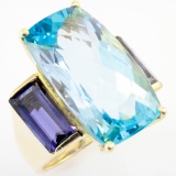 Estate Mazza Bros. 14K yellow gold topaz & tanzanite cocktail ring