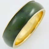 Estate 14K yellow gold jade band ring