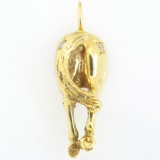 Estate unmarked 14K yellow gold diamond horse's ass pendant