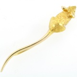 Vintage 14K yellow gold mouse pin