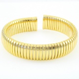 Estate 18K yellow gold wide flex cuff bracelet