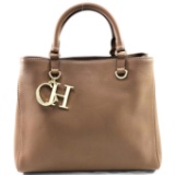 Authentic estate Carolina Herrera leather & canvas handbag