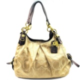 Authentic estate Coach satin & leather trim shoulder bag