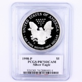 Certified 1998-P autographed proof American Eagle silver dollar