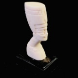 Vintage genuine ivory Egyptian bust figurine with a horn base