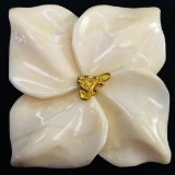 Vintage genuine walrus ivory pin with an Alaskan natural gold nugget