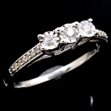 Estate sterling silver diamond engagement ring