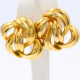 Pair of authentic estate Givenchy yellow gold-plated ribbon earrings