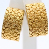 Pair of authentic estate Christian Dior yellow gold-plated woven half hoop earrings