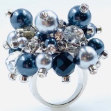 Authentic estate Kate Spade rhinestone & faux pearl confetti ring