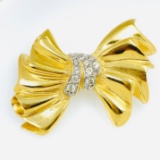 Authentic vintage Givenchy yellow gold-plated rhinestone pin