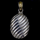 Authentic estate David Yurman 18K yellow gold & sterling silver oval cable locket pendant