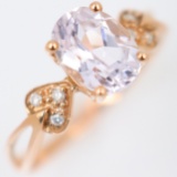 Estate 10K rose gold diamond & morganite ring