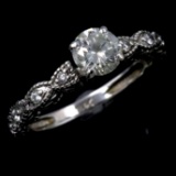 Estate 14K white gold diamond ring