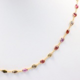 Vintage 14K yellow gold multi-colored tourmaline necklace