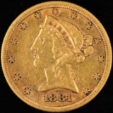 1881 U.S. $5 Liberty head gold coin