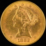 1882 U.S. $5 Liberty head gold coin