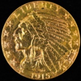 1915-S U.S. $5 Indian head gold coin