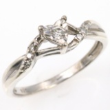 Estate sterling silver diamond heart engagement ring