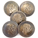 Lot of 5 1894-1915 Austria silver corona coin buttons