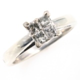 Estate sterling silver diamond engagement ring