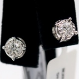 Pair of like-new-with-tags 14K white gold diamond stud earrings