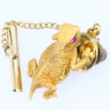 Vintage 14K yellow gold bearded dragon lizard tie tack