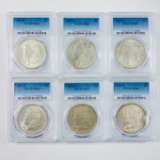 Investor's lot of 6 1883-O certified U.S. Morgan silver dollars