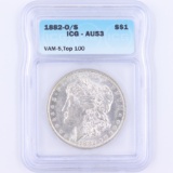 Certified 1882-O/S U.S. Morgan silver dollar