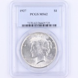 Certified 1927 U.S. peace silver dollar