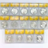 Investor's lot of 14 certified 1923 U.S. peace silver dollars