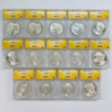 Investor's lot of 14 certified 1923 U.S. peace silver dollars