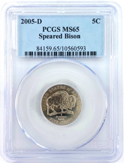 Certified 2005-D "speared bison" U.S. Jefferson nickel