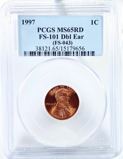 Certified error 1997 doubled ear FS-101 (FS-043) U.S. Lincoln cent