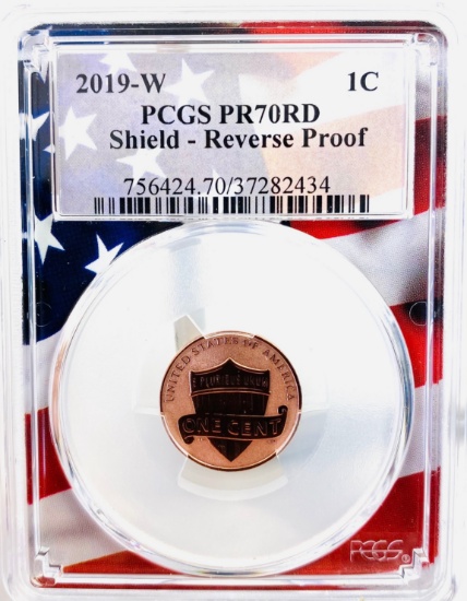 Certified 2019-W U.S. reverse proof Lincoln cent