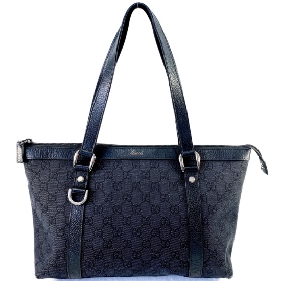 Authentic estate Gucci "Abbey D-ring" canvas & leather shoulder bag