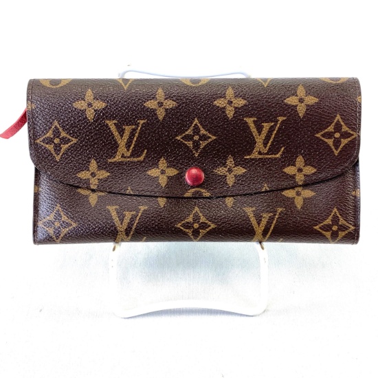Authentic estate Louis Vuitton "Emilie" monogram canvas & leather wallet