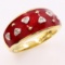 Estate 14K yellow gold diamond enamel band ring