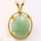 Estate 14K yellow gold jade pendant