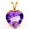 Estate 14K yellow gold amethyst heart pendant