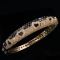 Estate Le Vian 14K rose gold white & black diamond bangle bracelet