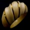 Vintage genuine ivory & 14K yellow gold ribbed dome ring