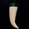 Vintage genuine ivory & malachite carved “tooth” pendant