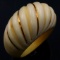 Vintage genuine ivory & 14K yellow gold ribbed dome ring