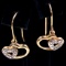 Pair of estate sterling silver gold plated diamond heart dangle earrings