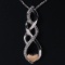 Estate sterling silver & 10K rose gold diamond necklace