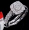 Like-new-with-tags 10K white gold diamond halo ring set