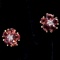 Pair of estate 14K yellow gold diamond & spinel flower stud earrings