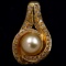 Estate 14K yellow gold diamond & golden South Sea pearl pendant